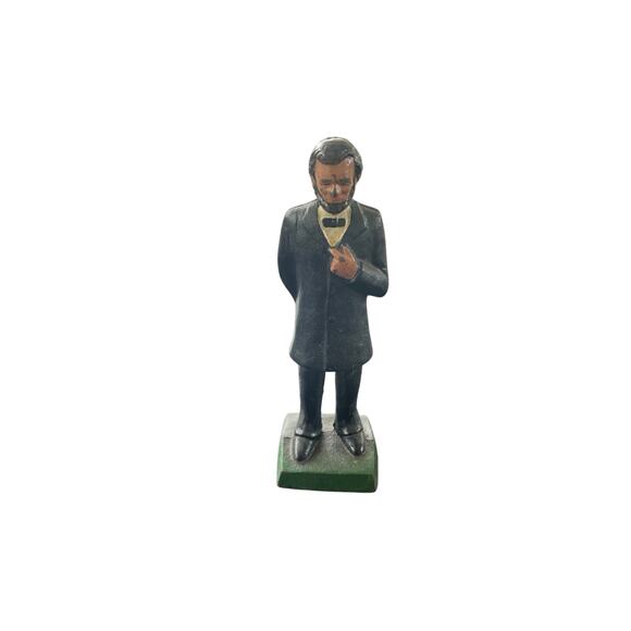 Antique Victorian Cast Iron Honest Abe Abraham Lincoln Figural Painted Door Stop - Picture 1 of 5